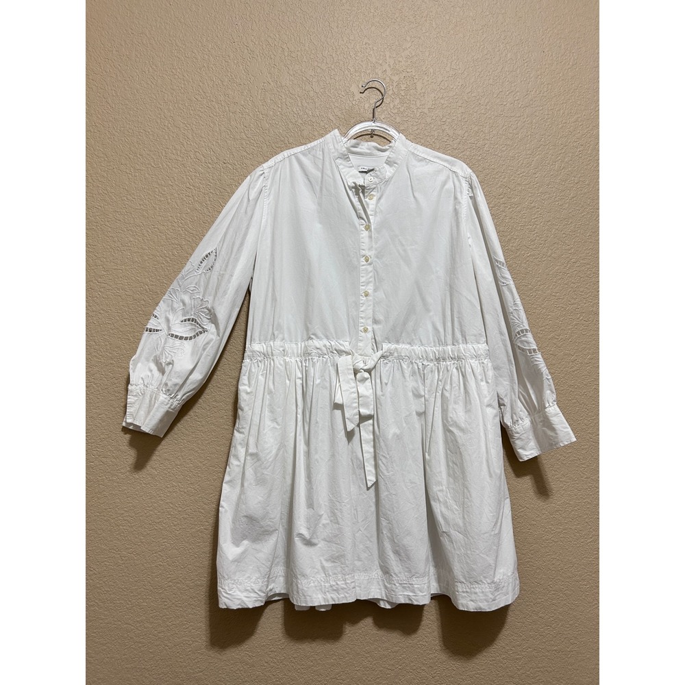 Free Assembly XXL White Eyelet Sleeve Cotton Poplin Mini Shirt Dress Boho Summer